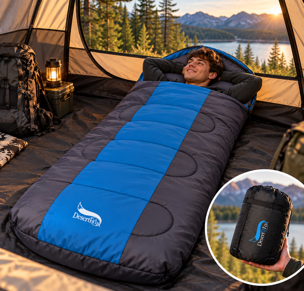 Camping Sleeping Bag Lightweight Warm & Cold Envelope Backpacking