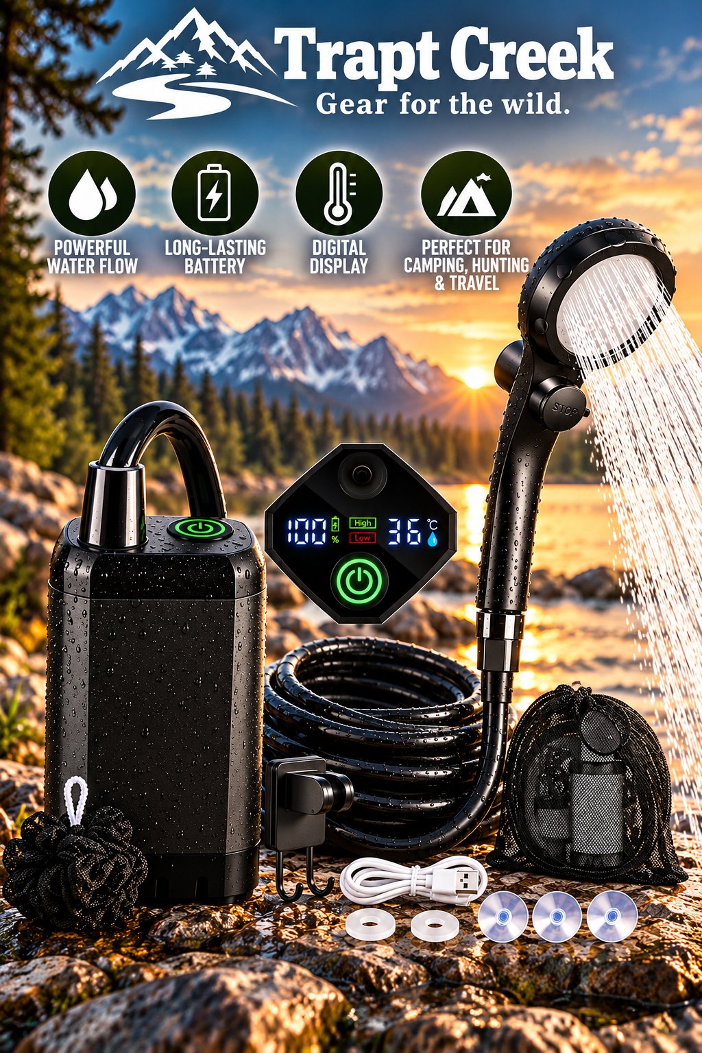 Rechargeable Portable Camping Shower